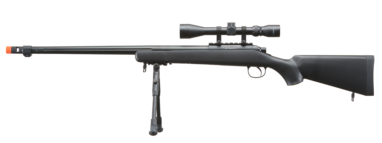 WELL MB07BAB VSR-10 BOLT ACTION RIFLE w/FLUTED BARREL, SCOPE & BIPOD (COLOR: BLACK) - Click Image to Close