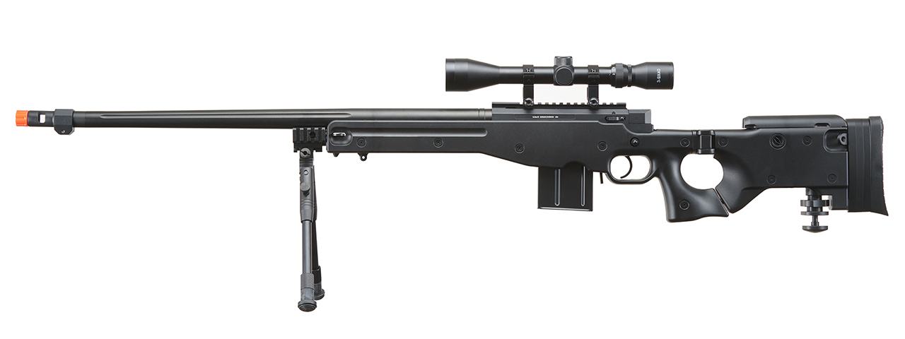 WELL MB4403BAB BOLT ACTION RIFLE w/FLUTED BARREL, SCOPE & BIPOD (COLOR: BLACK) - Click Image to Close