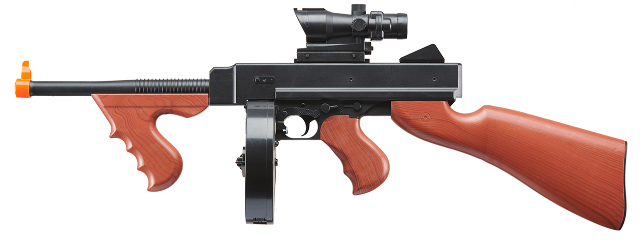 UK Arms Airsoft M1A1 Spring Tommy Gun with Drum Magazine (Color: Black) - Click Image to Close