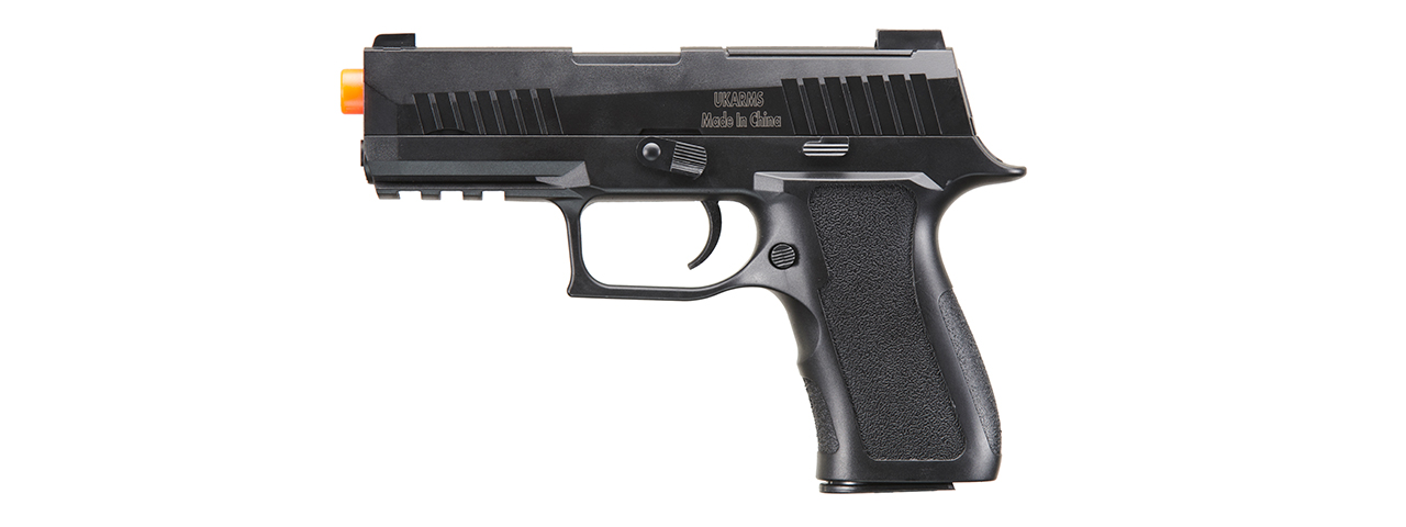 UK Arms P320 Plastic Spring Powered Airsoft Pistol (Color: Black) - Click Image to Close