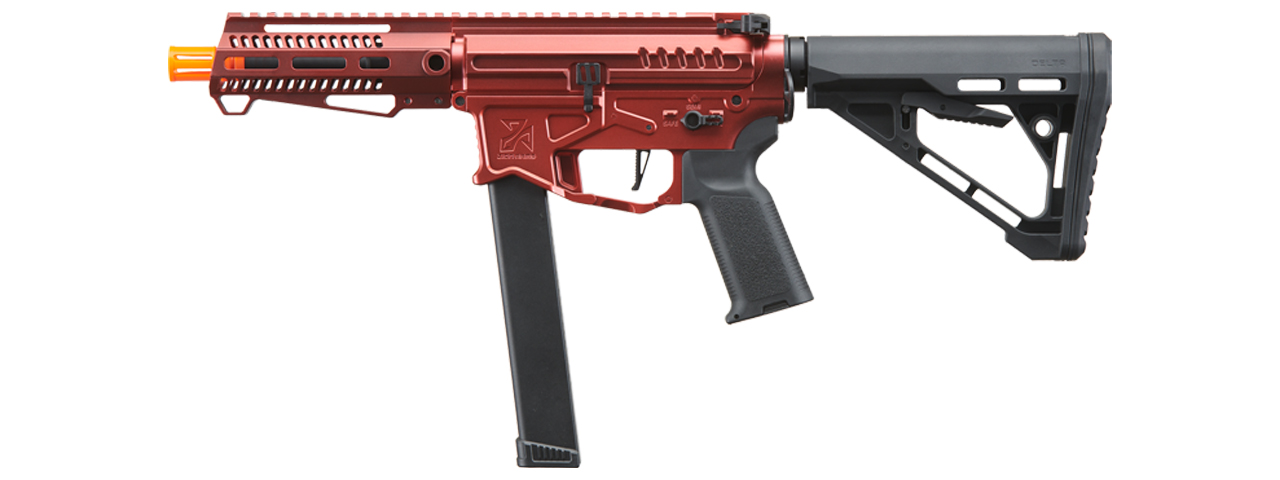 Zion Arms R&D Precision Licensed PW9 Mod 1 Airsoft Rifle with Delta Stock (Cerakote Color: Vulken Red) - Click Image to Close