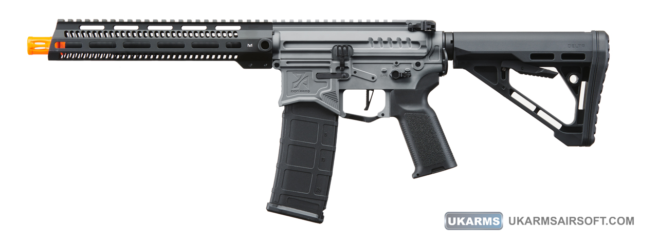 Zion Arms R15 Mod 1 Long Rail Airsoft Rifle with Delta Stock (Color: Grey) - Click Image to Close