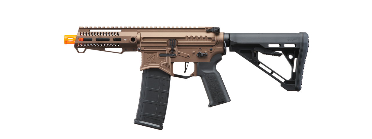 Zion Arms R15 Mod 1 Short Barrel Airsoft Rifle with Delta Stock (Color: Bronze) - Click Image to Close