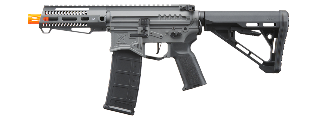Zion Arms R15 Mod 1 Short Barrel Airsoft Rifle with Delta Stock (Color: Grey) - Click Image to Close