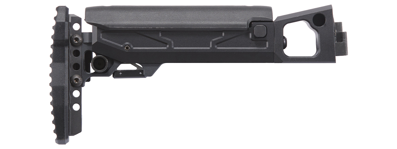 Atlas Custom Works Folding Telescopic Buttstock w/ Cheek Riser for GHK AK74 GBB Airsoft Rifle - (Black) - Click Image to Close