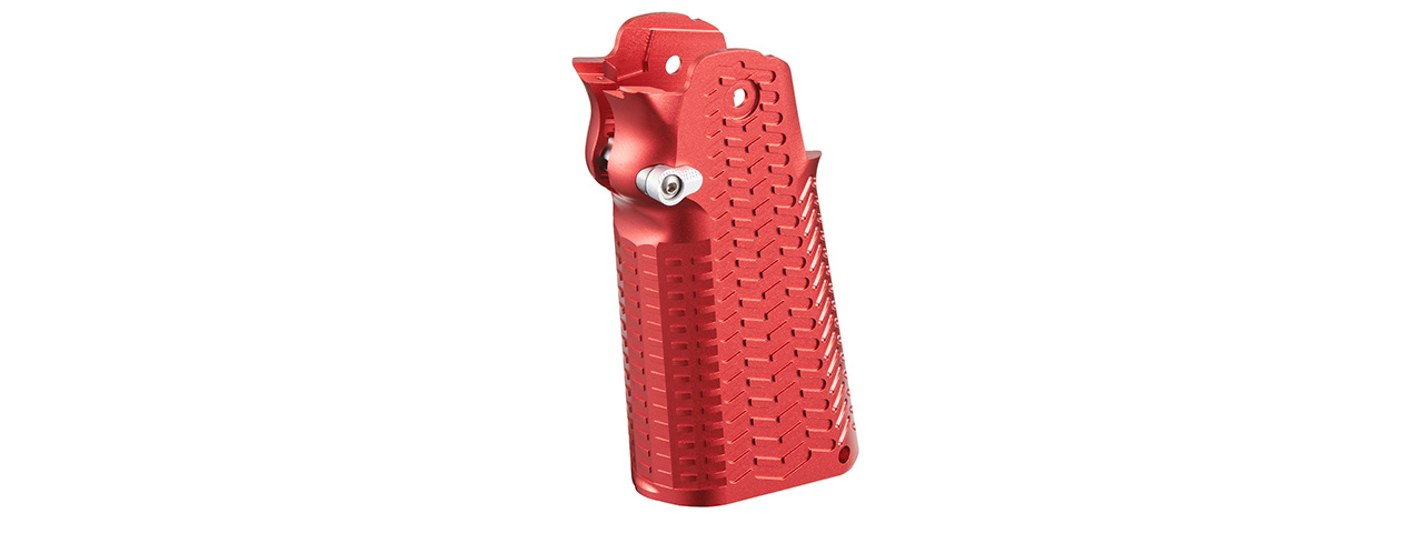 Atlas Custom Works CNC Aluminum Type 5 Grip for TM Marui Hi-Capa GBB Airsoft Pistols - (Red) - Click Image to Close