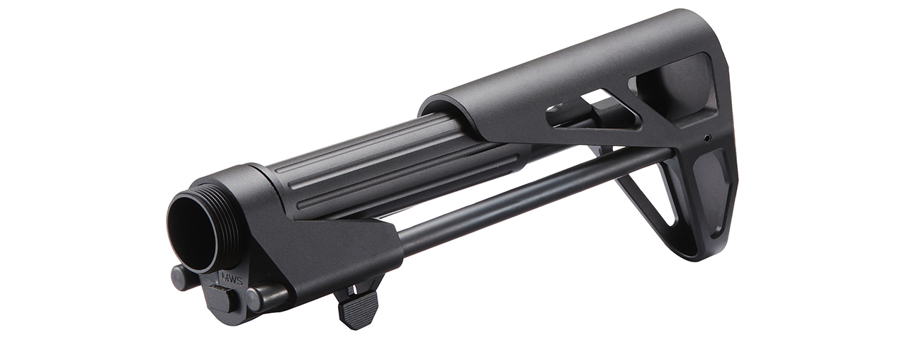 Atlas Custom Works MD-Style Retractable CQB Stock for Marui MWS M4 GBB Airsoft Rifles - (Black) - Click Image to Close