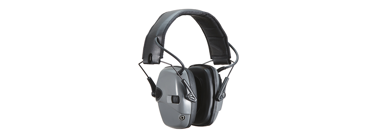 Atlas Custom Works Impact Sport Tactical Earmuff w/ Headband - (Gray) - Click Image to Close