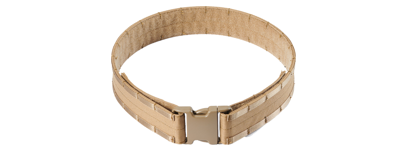 Tactical Molle Adjustable Battle Belt - (Tan/L) - Click Image to Close