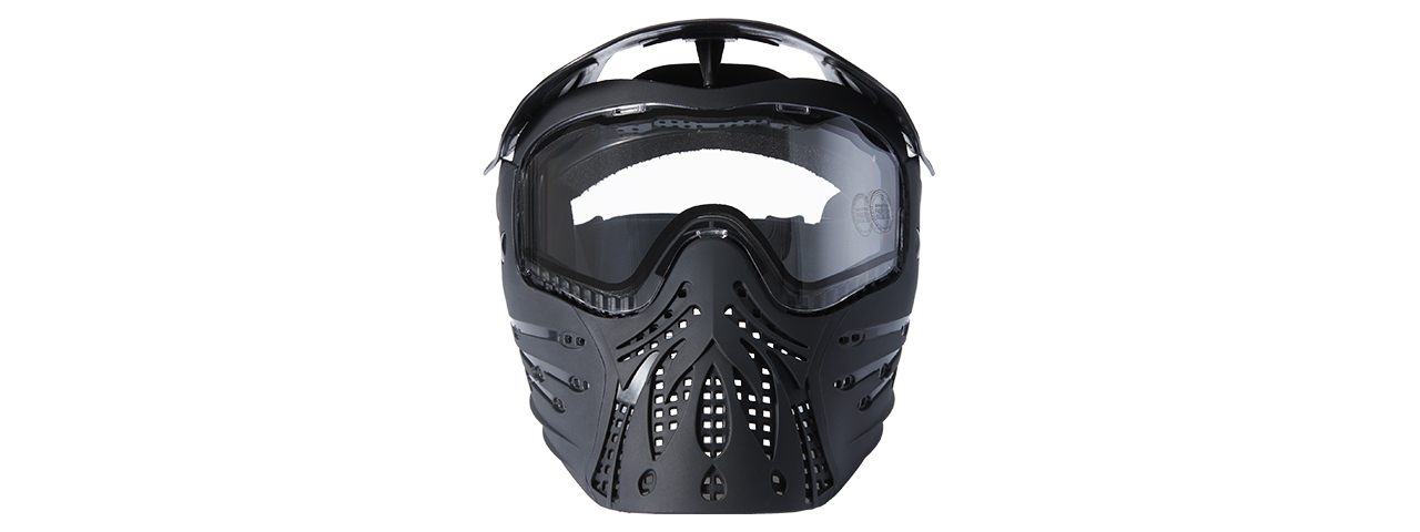 Lancer Tactical Ventilated Airsoft Mask Full Face w/ Visor - (Black) - Click Image to Close