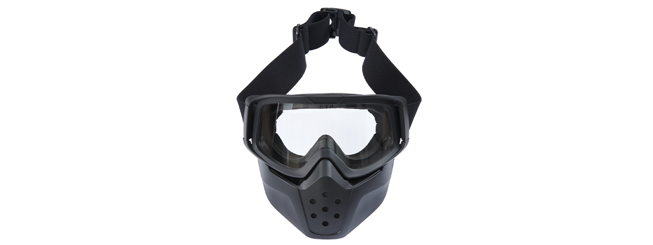 Face Mask w/ Clear Lens Eye Protection - (Black) - Click Image to Close