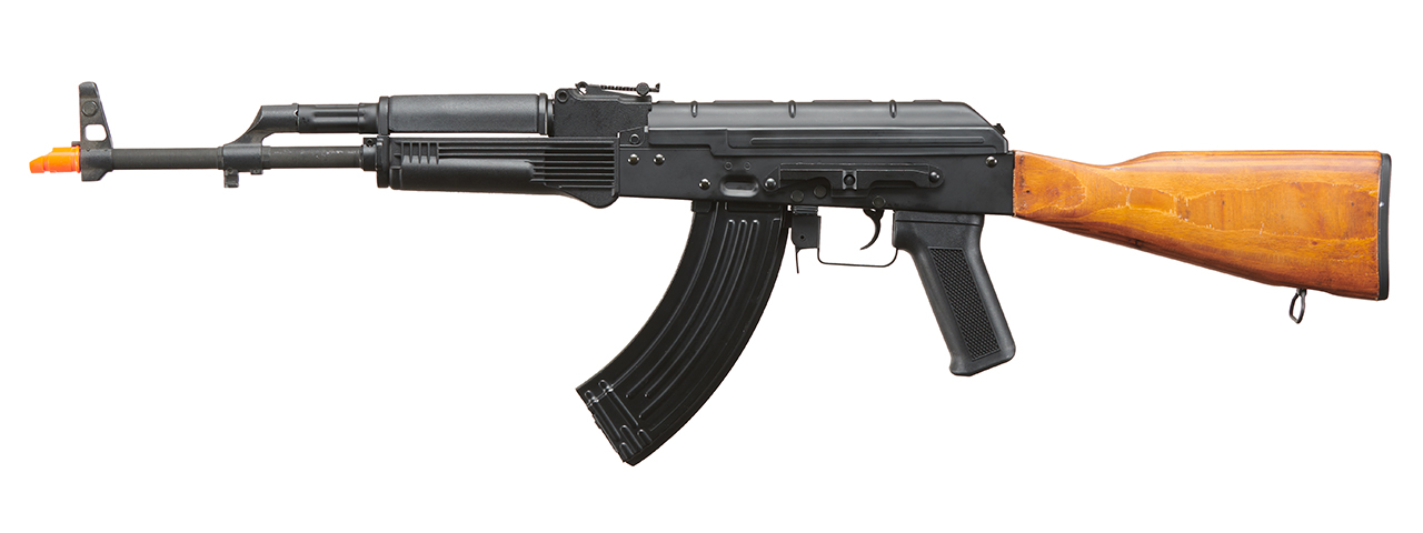 Lancer Tactical AK-Series AK-74M AEG Airsoft Rifle Non ETU w/ Wood Stock & SG-11B Magazine (Black) - Click Image to Close