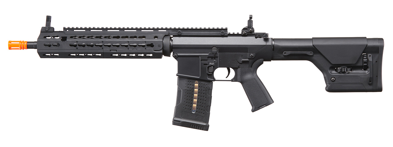 Lancer Tactical Battle X AEG Airsoft Rifle w/ PRS Precision Stock & Keymod Handguard - (Black) - Click Image to Close
