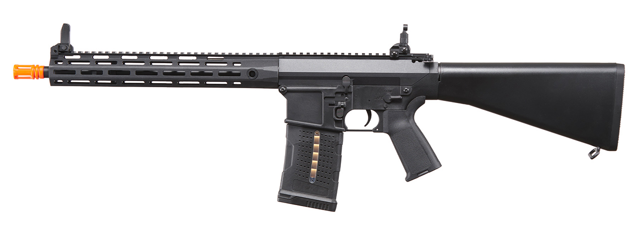 Lancer Tactical Battle X AEG Airsoft Rifle w/ Fixed Stock & MLOK Handguard - (Black) - Click Image to Close