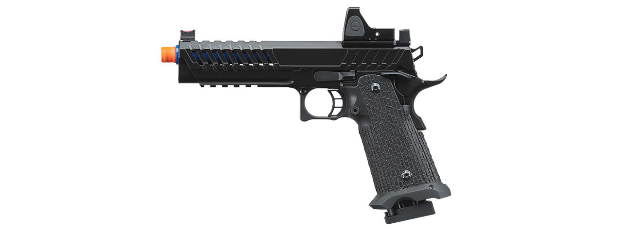 Lancer Tactical Knightshade Hi-Capa Gas Blowback Airsoft Pistol w/ Reflex Red Dot Sight - (Blue) - Click Image to Close
