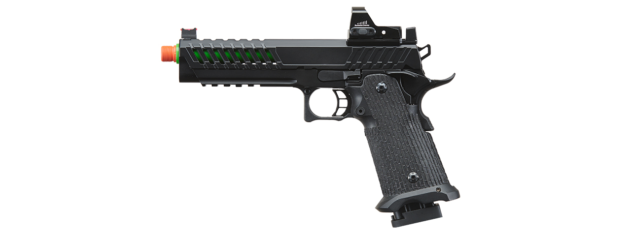 Lancer Tactical Knightshade Hi-Capa Gas Blowback Airsoft Pistol w/ Micro Red Dot Sight - (Green) - Click Image to Close