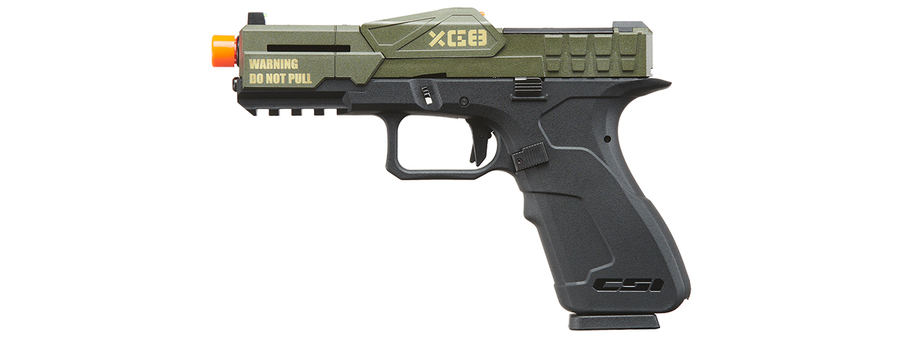 Poseidon CSI XG8 Gas Blow Back Aluminum Pistol - (OD Green/Black) - Click Image to Close