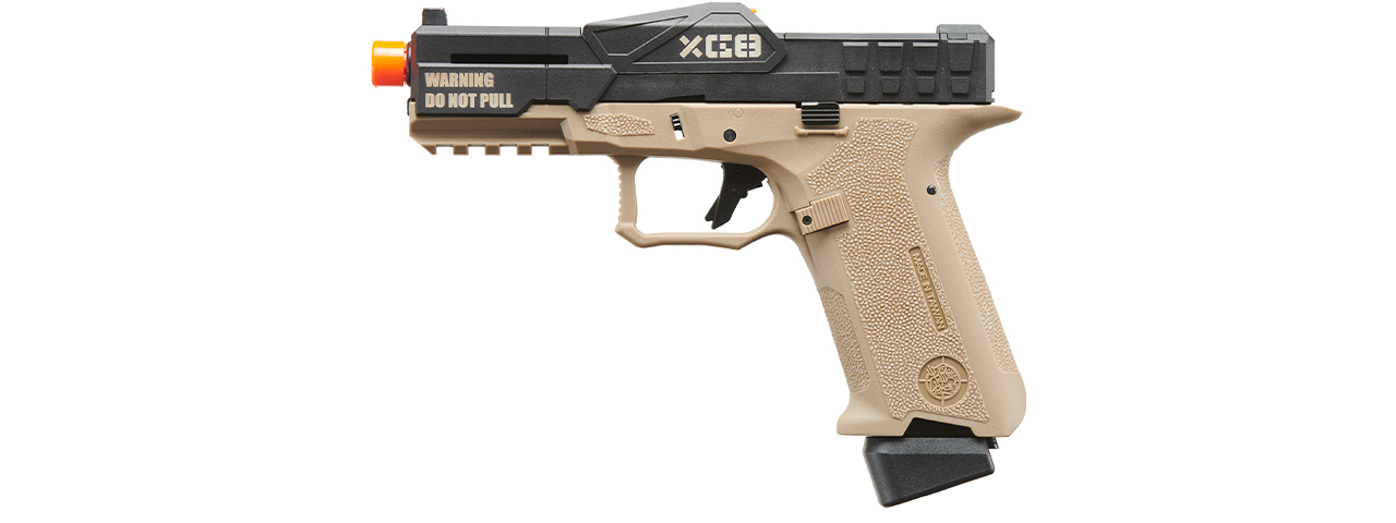 Poseidon CSI XG8 Close Combat Tactical GBB Pistol - (Black/Tan) - Click Image to Close