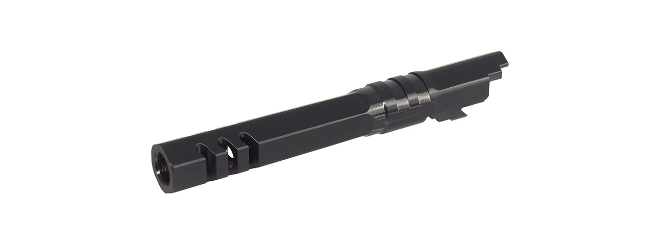 Atlas Custom Works Stainless Hexagon Outer Barrel for Tokyo Marui Hi-Capa 5.1 GBB Airsoft Pistols - (Black) - Click Image to Close