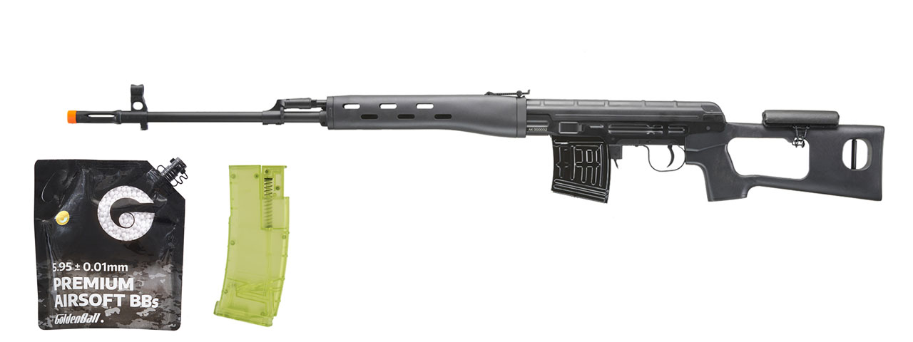 Atlas Custom Works Full Metal SVD Spring Rifle w/ Removable Cheek Rest - BB/Sniper Bundle - Click Image to Close