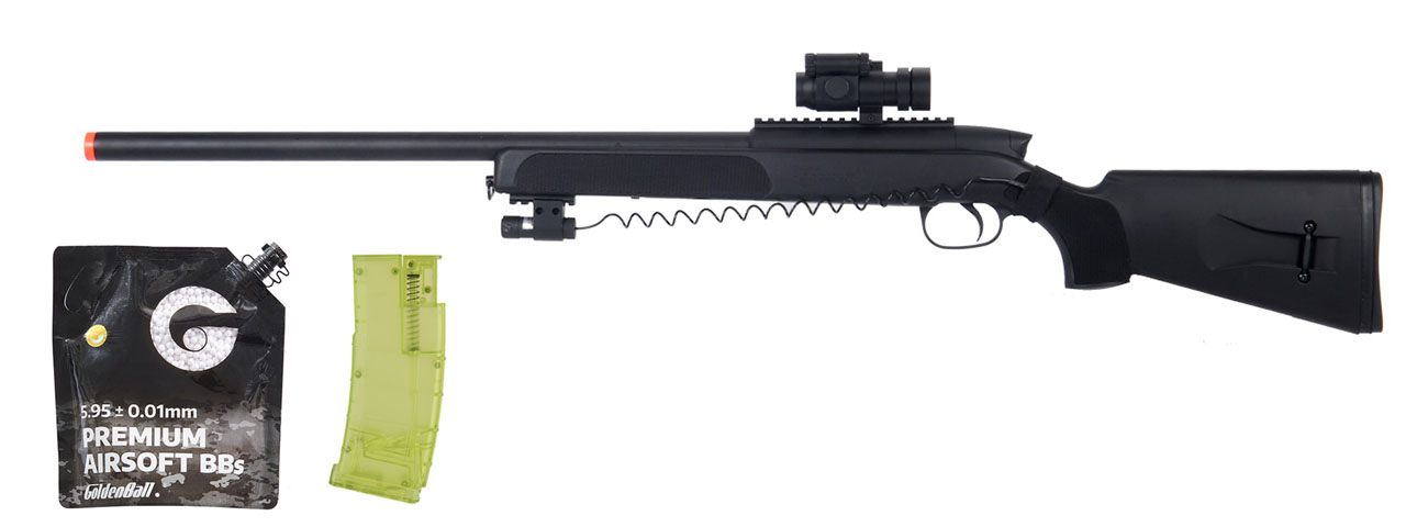 DE Airsoft Metal M50P Master Sniper Rifle W/ Red Dot Scope - BB/Sniper Bundle - Click Image to Close