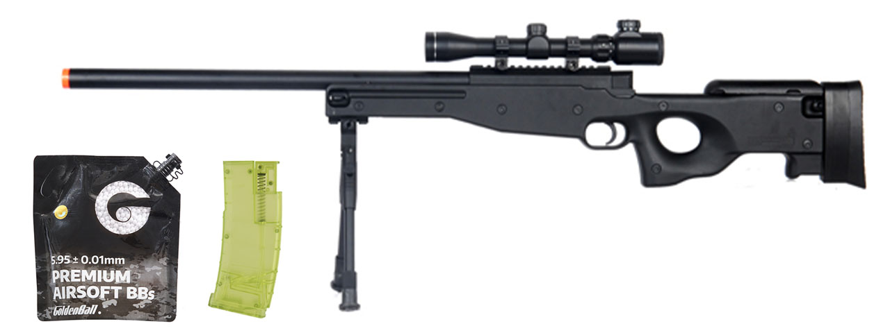 Double Eagle M59P Bolt Action Rifle w/ Scope and Bipod - BB/Sniper Bundle - Click Image to Close
