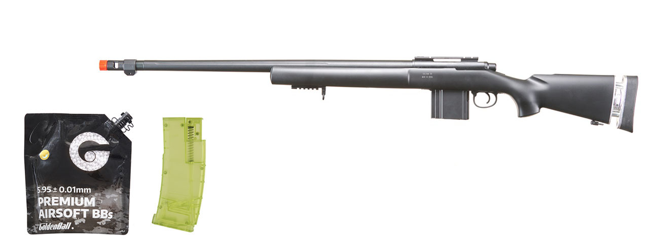 Well Airsoft M24/M28 Bolt Action Rifle W/ Fixed Stock Fluted Barrel - BB/Sniper Bundle - Click Image to Close