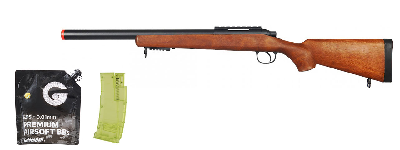 Well Airsoft MBG24W Gas Powered Bolt Action Rifle W/ Adjustable Stock - BB/Sniper Bundle - Click Image to Close