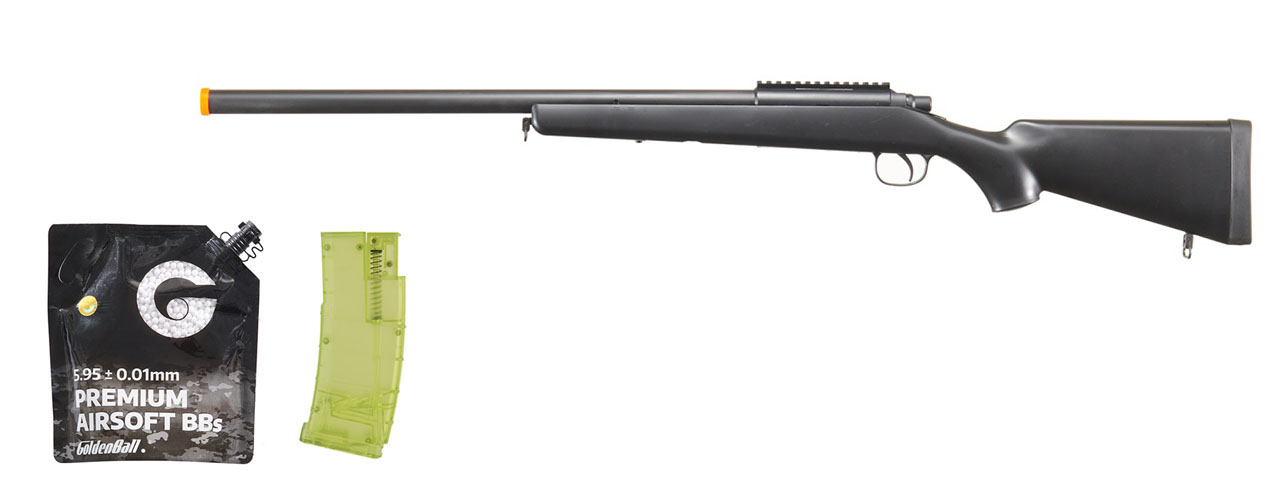 AGM MP001B Bolt Action Sniper Rifle (Black) - BB/Sniper Bundle - Click Image to Close