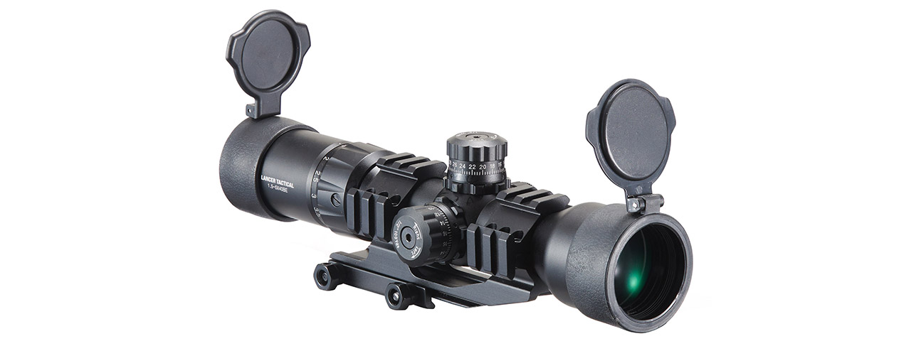 Lancer Tactical Airsoft 1.5-5x40 Tri-Illuminated Mil-Dot Rifle Scope - Click Image to Close