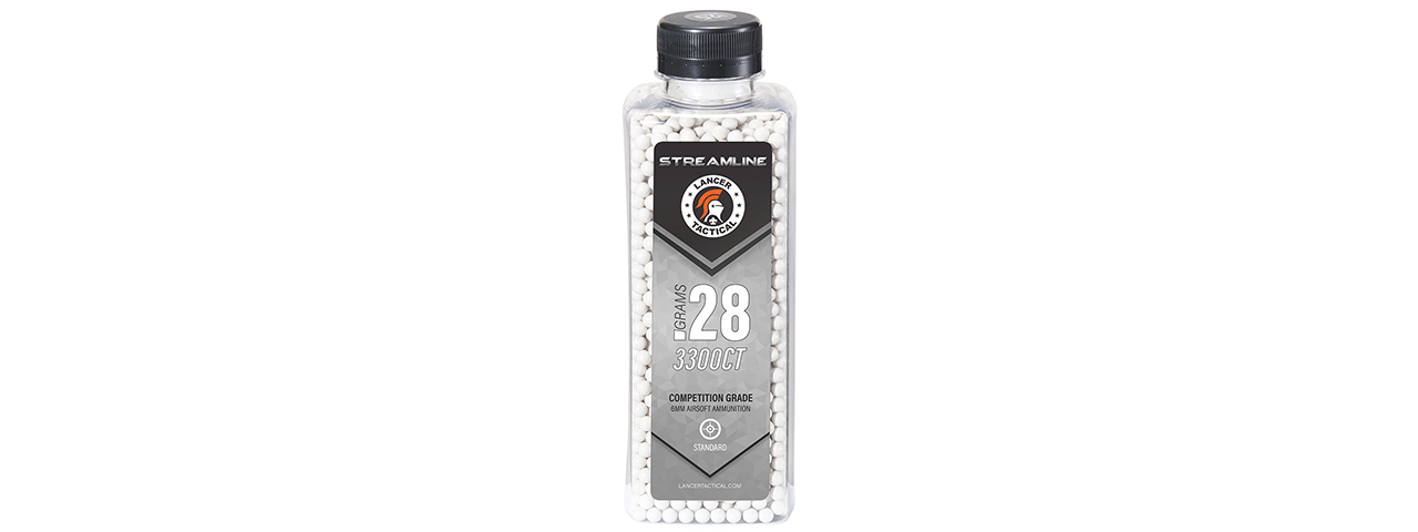 Lancer Tactical 3300 Round .28G Streamline Competition Grade BBs - (White) - Click Image to Close