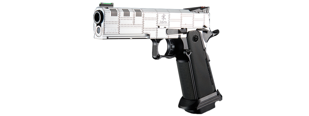 Dr. Gearbox Custom Tokyo Marui Monochrome "ZERO" 5.1 Hi-Capa GBB Pistol - (Silver/Black) - Click Image to Close
