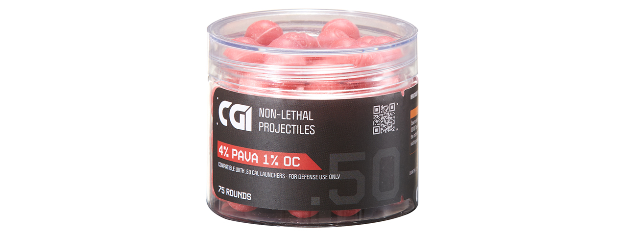 GoldenBall CGI .50 Caliber Non Lethal Self Defence Ball Projectiles - (Red) - Click Image to Close