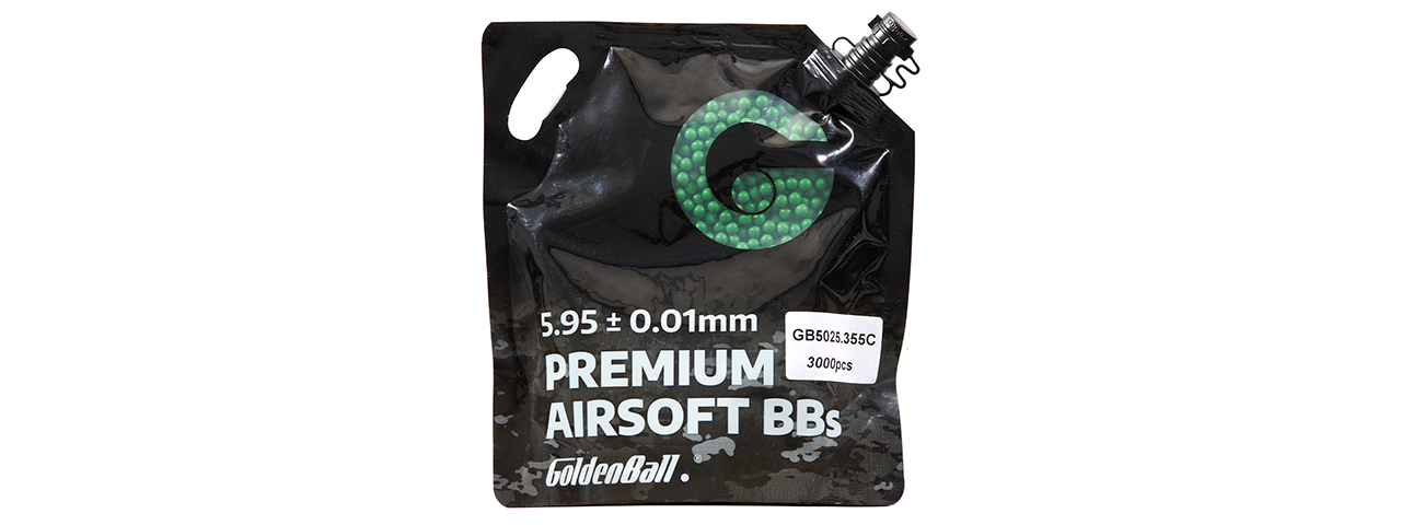 GoldenBall 3000 Round .25G Premium Grade BBs - (Green) - Click Image to Close