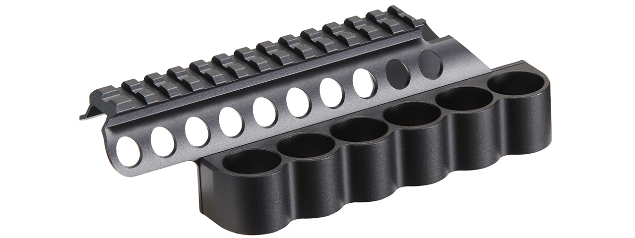 Golden Eagle CNC Aluminum Top Rail Mount w/ Shell Holder for 8870 Gas Shotgun - (Black) - Click Image to Close