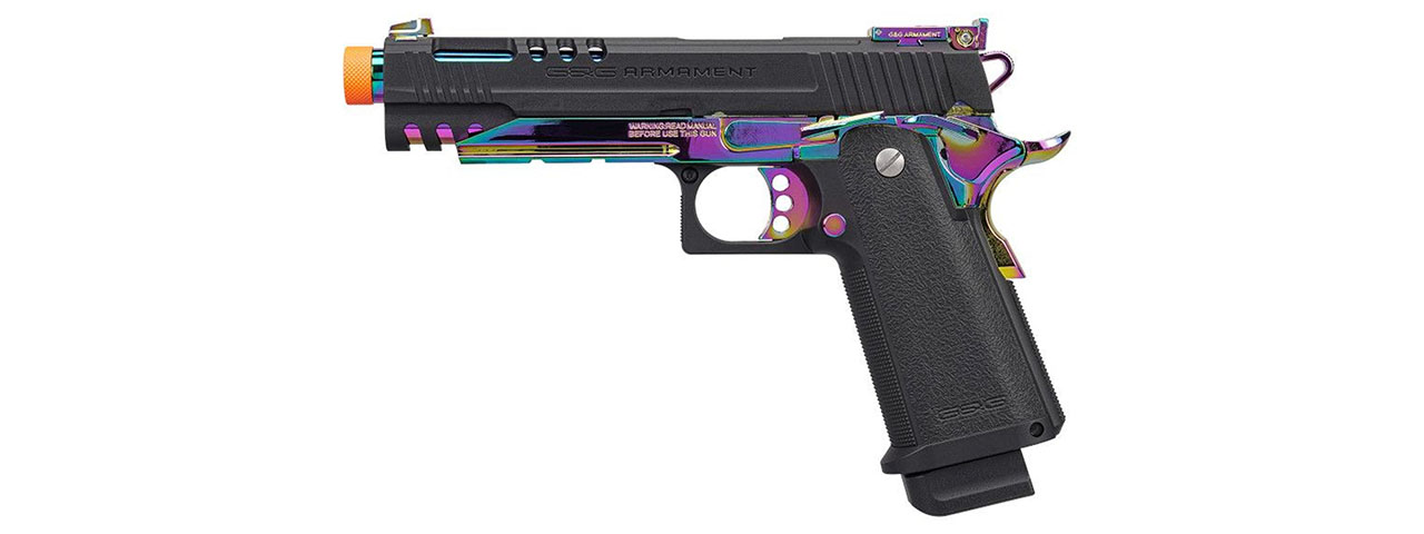 G&G GPM1911 CP Rainbow GBB Airsoft Pistol with Iridescent Hardware - Click Image to Close