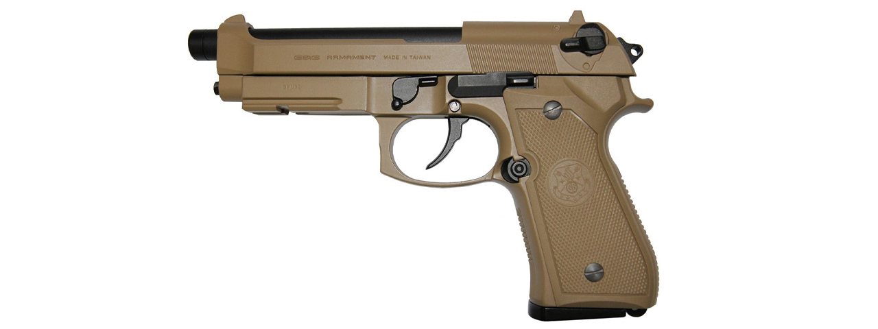 G&G GPM92 GBB Airsoft Pistol - (Tan) - Click Image to Close
