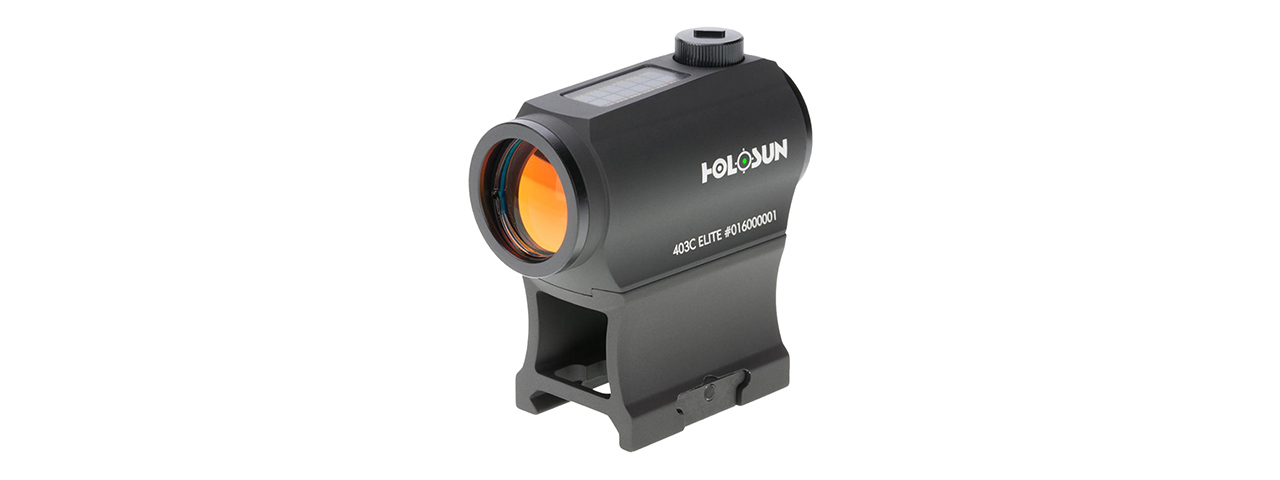 HOLOSUN HE403C-GR Solar Power Compact Green Dot Sight w/ Low & AR Mount - (Black) - Click Image to Close
