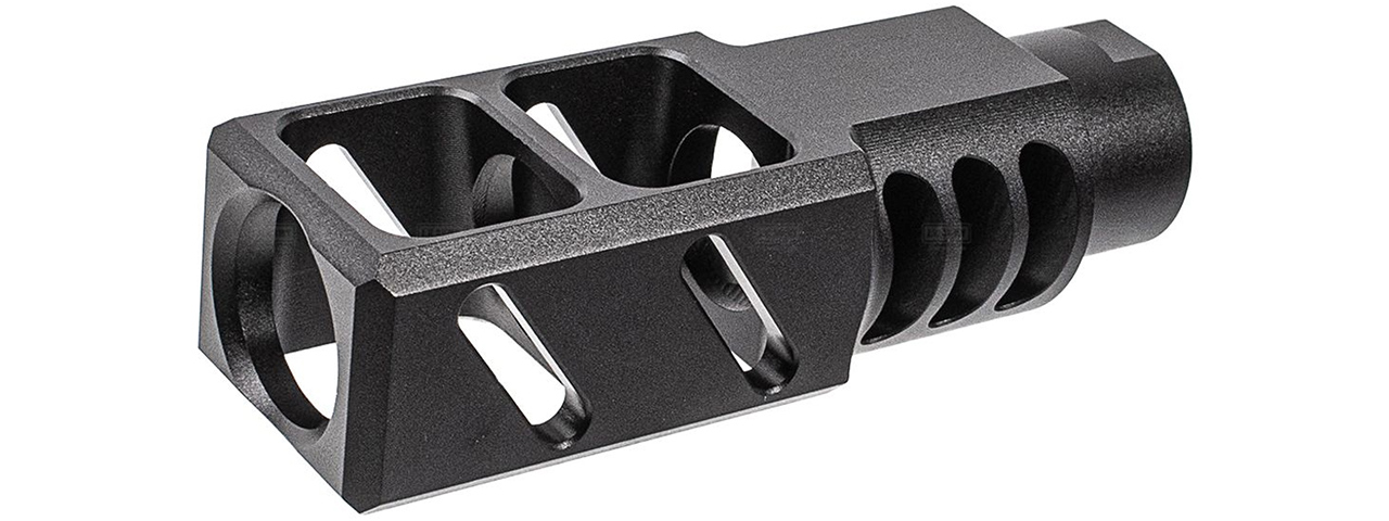 ITP SAIGA-12 / AK Style Airsoft Compensator For M24 CW Adapter Type - (Black) - Click Image to Close