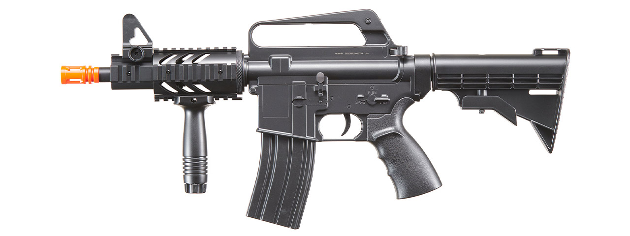 WELL FIRE M16A5 CQB SPRING AIRSOFT RIFLE W/ LASER, FOREGRIP (COLOR: BLACK) - Click Image to Close