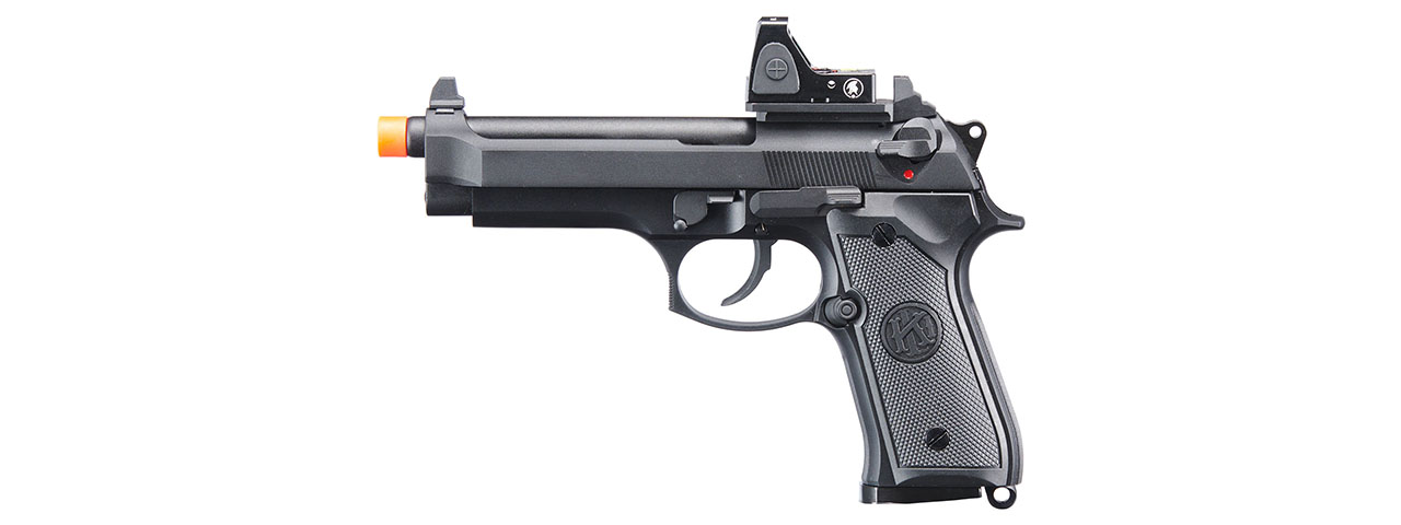 KLI KL92 Optic Ready 6mm Dual Power CO2 Gas Blowback Airsoft Pistol Red Dot Combo - (Black) - Click Image to Close