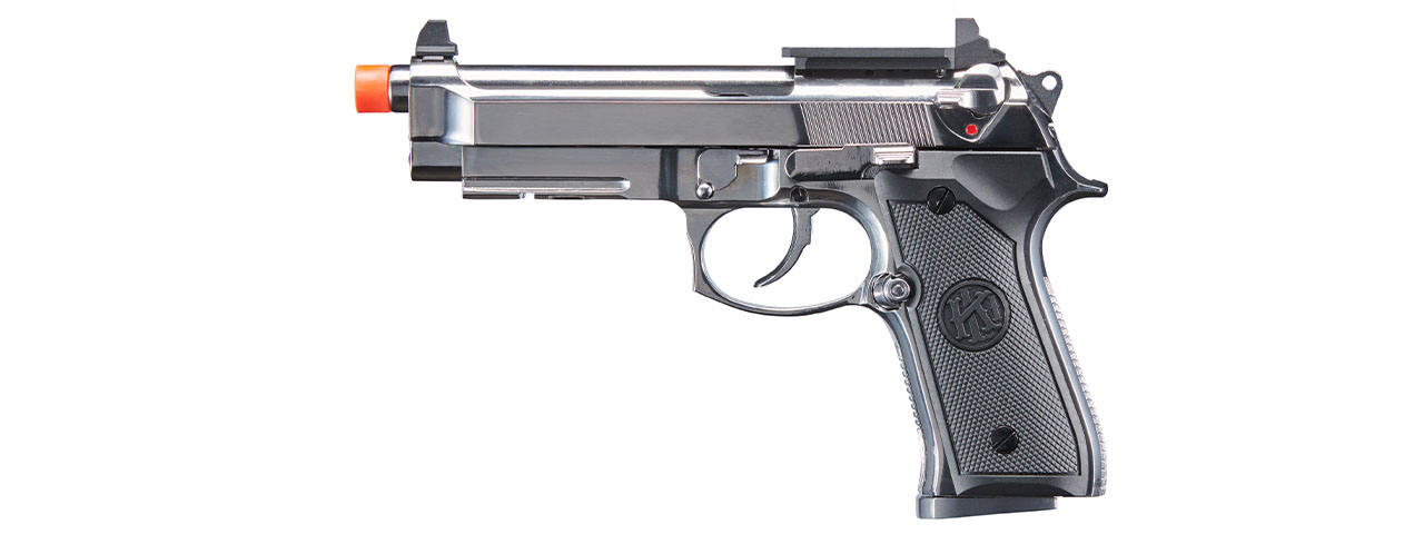 KLI KL-92 AI Optic Ready Silver Version 6mm Dual Power CO2/Gas Blowback Airsoft Pistol - (Silver) - Click Image to Close