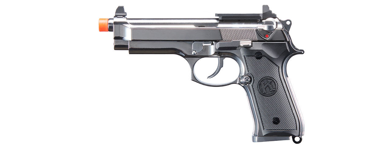 KLI KL-92 Platinum 6mm Dual Power CO2/Gas Blowback Airsoft Pistol - (Platinum) - Click Image to Close