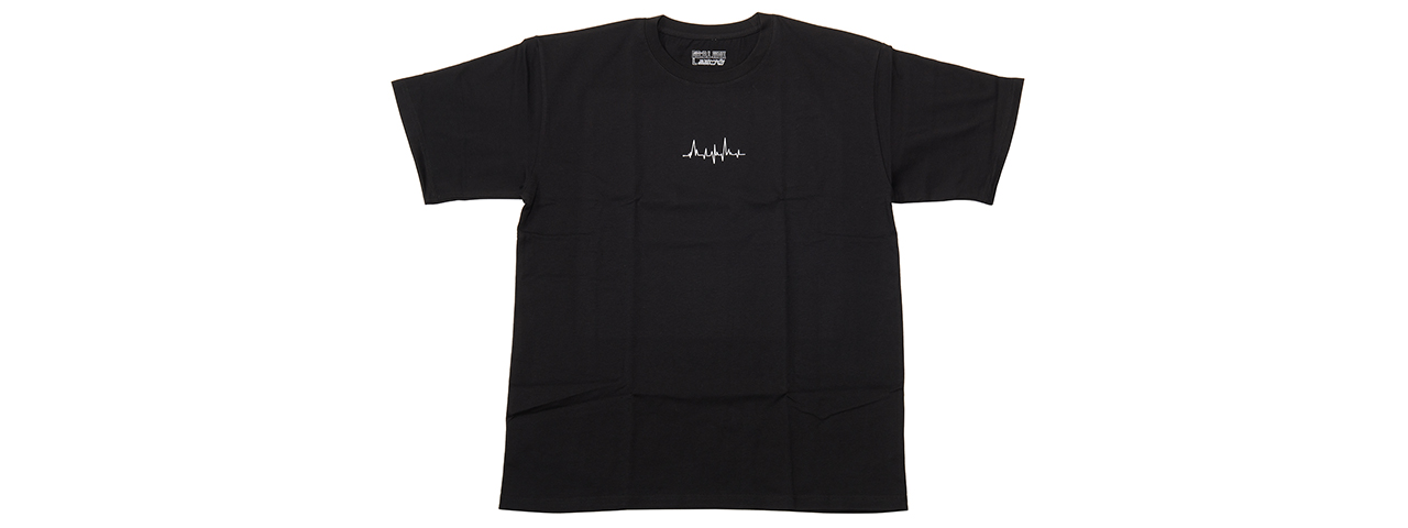 Dr. Black Heartbeat Hue Logo T Shirt - (Black/Large) - Click Image to Close