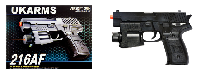 216AF SPRING PISTOL w/ LASER & STROBE (BK)