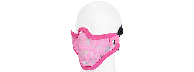 AC-103P METAL MESH HALF MASK (PINK) DOUBLE STRAP VERSION