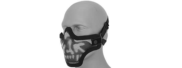 AC-103S METAL MESH HALF MASK (BW SKULL) DOUBLE STRAP VERSION