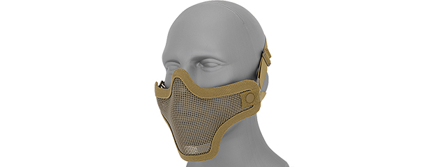 AC-103T METAL MESH HALF MASK (TAN) DOUBLE STRAP VERSION - Click Image to Close