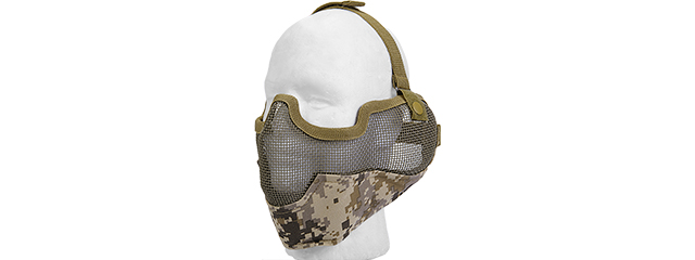 AC-108DD METAL MESH HALF MASK w/EAR PROTECTION (DESERT DIGITAL)