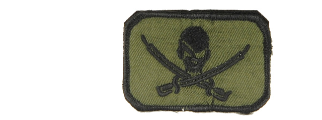 UKARMS AC-111 Pirate Skull and Swords Flag Black and OD Green Velcro Patch - Click Image to Close